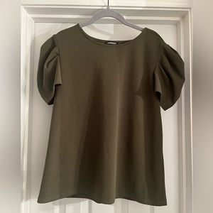 Express Crew Neck Puff Sleeve Top Size Large